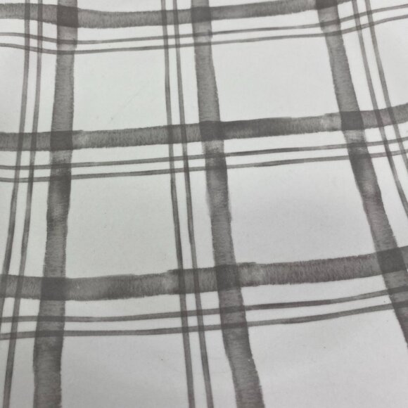 Pier 1 LINEN CHECK Gray Check Plaid Ironstone Round 11" Dinner Plates Set 2 FLAW - Picture 9 of 16